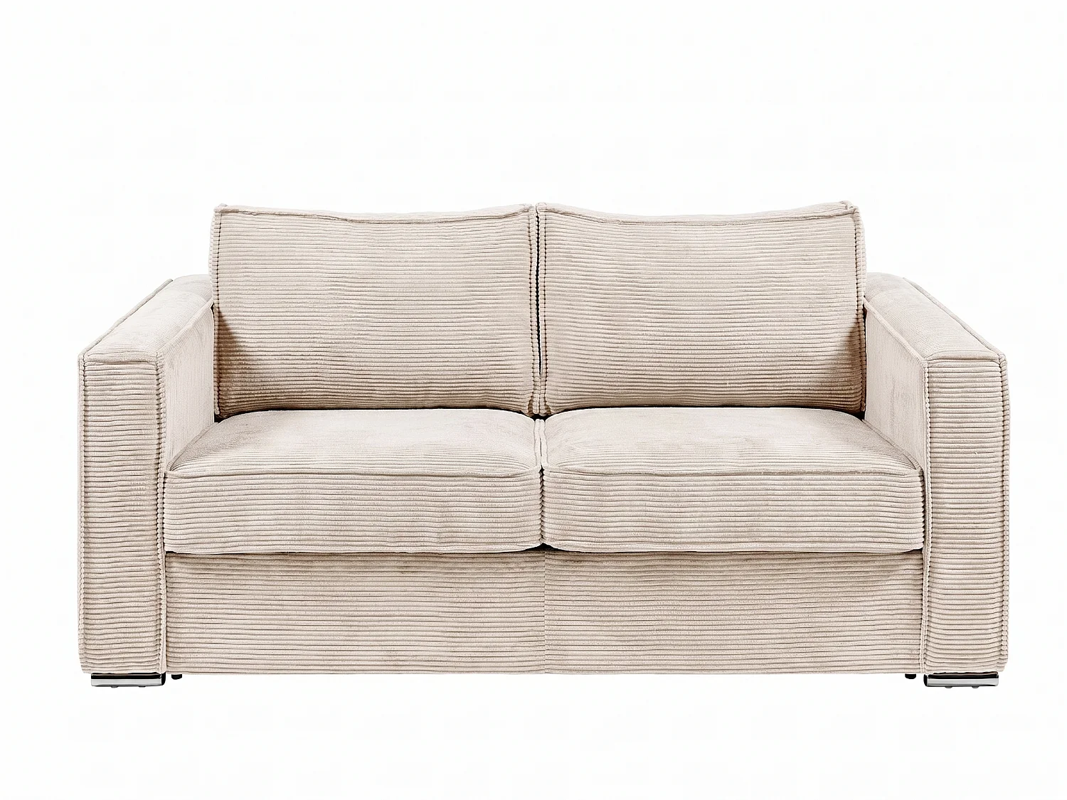 Canapé 4 places convertible express électrique en velours côtelé beige - Couchage 160 cm - Matelas 14 cm LORETO