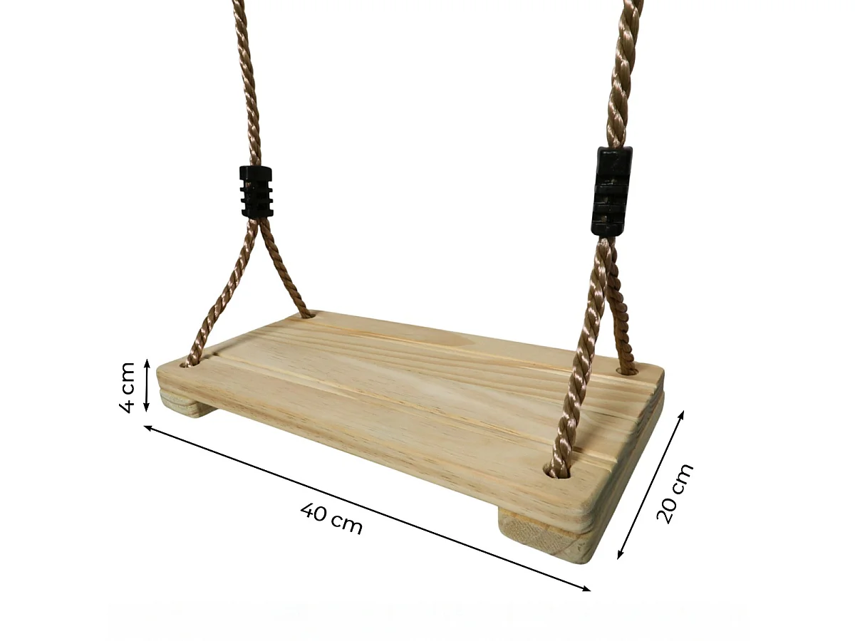 Kangui - Balançoire en bois réglable pour adulte et enfant pour aire de jeux