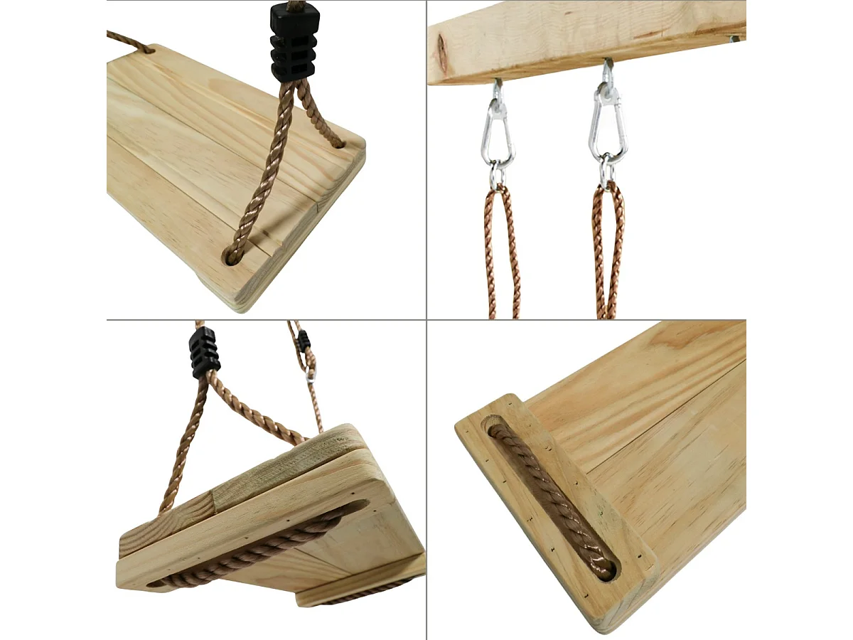 Kangui - Balançoire en bois réglable pour adulte et enfant pour aire de jeux