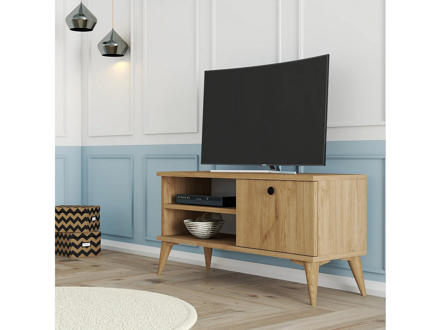Retro Trä TV-stativ - 90 x 29 x 44 cm - Ek