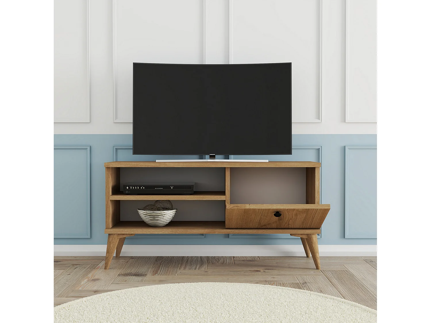 Retro Houten TV-standaard - 90 x 29 x 44 cm - Eiken