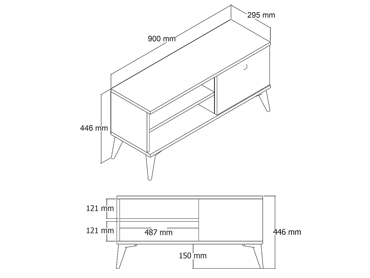 Retro Houten TV-standaard - 90 x 29 x 44 cm - Eiken