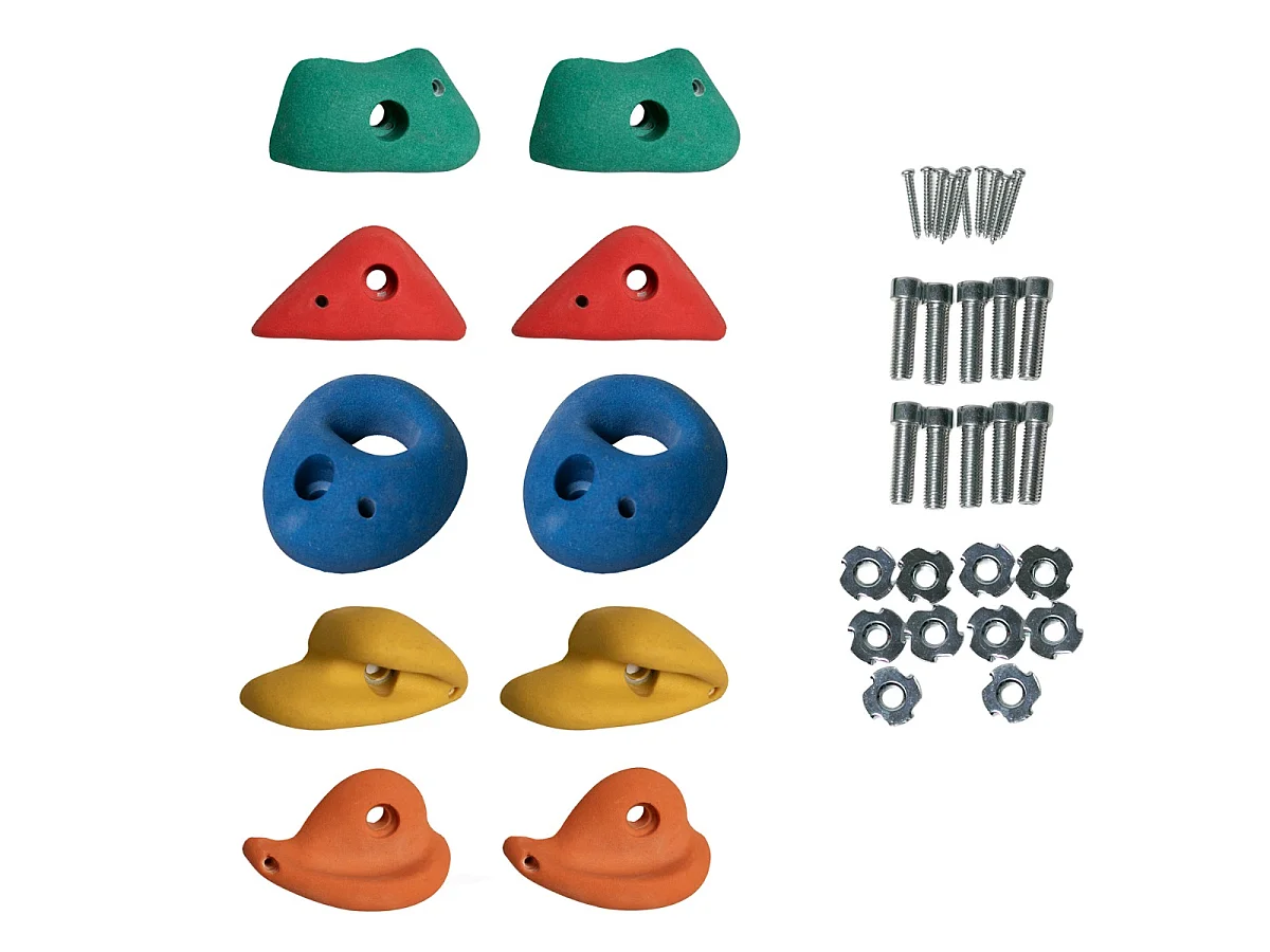 KANGUI Lot de 10 Pierres à grimper d'escalade en polyrésine pour structures de jeux - Fixations incluses