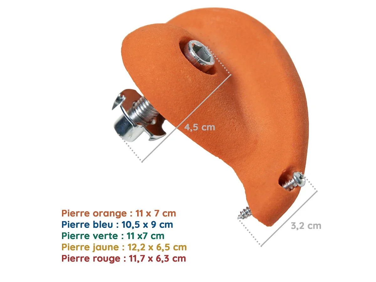 KANGUI Lot de 10 Pierres à grimper d'escalade en polyrésine pour structures de jeux - Fixations incluses