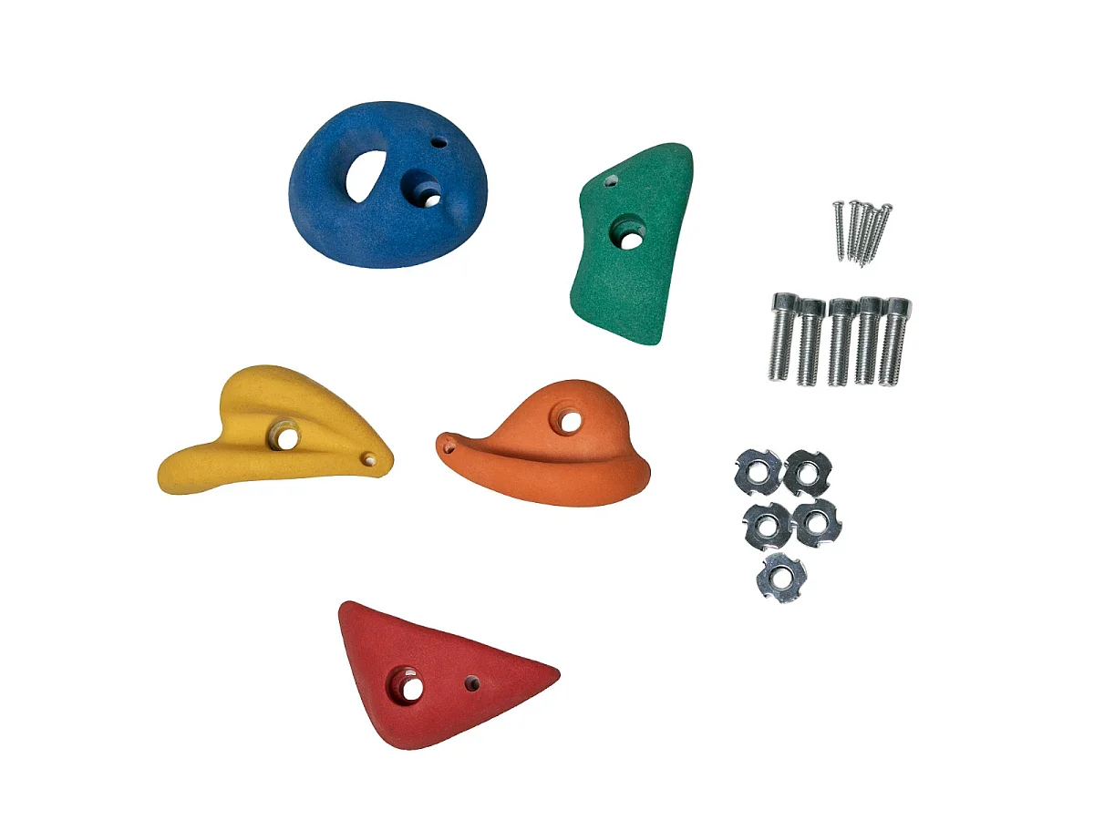 KANGUI Lot de 5 Pierres à grimper d'escalade en polyrésine pour structures de jeux - Fixations incluses