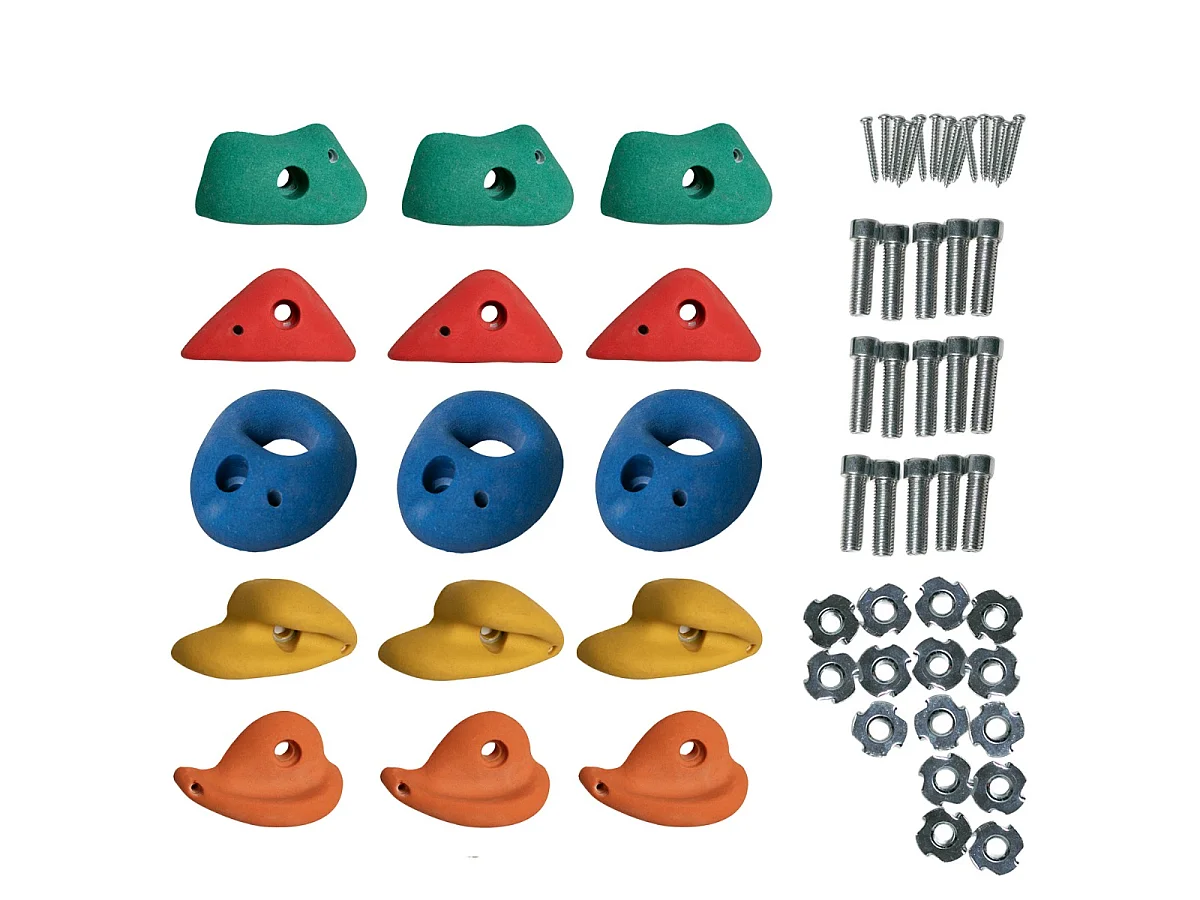 KANGUI Lot de 15 Pierres à grimper d'escalade en polyrésine pour structures de jeux - Fixations incluses