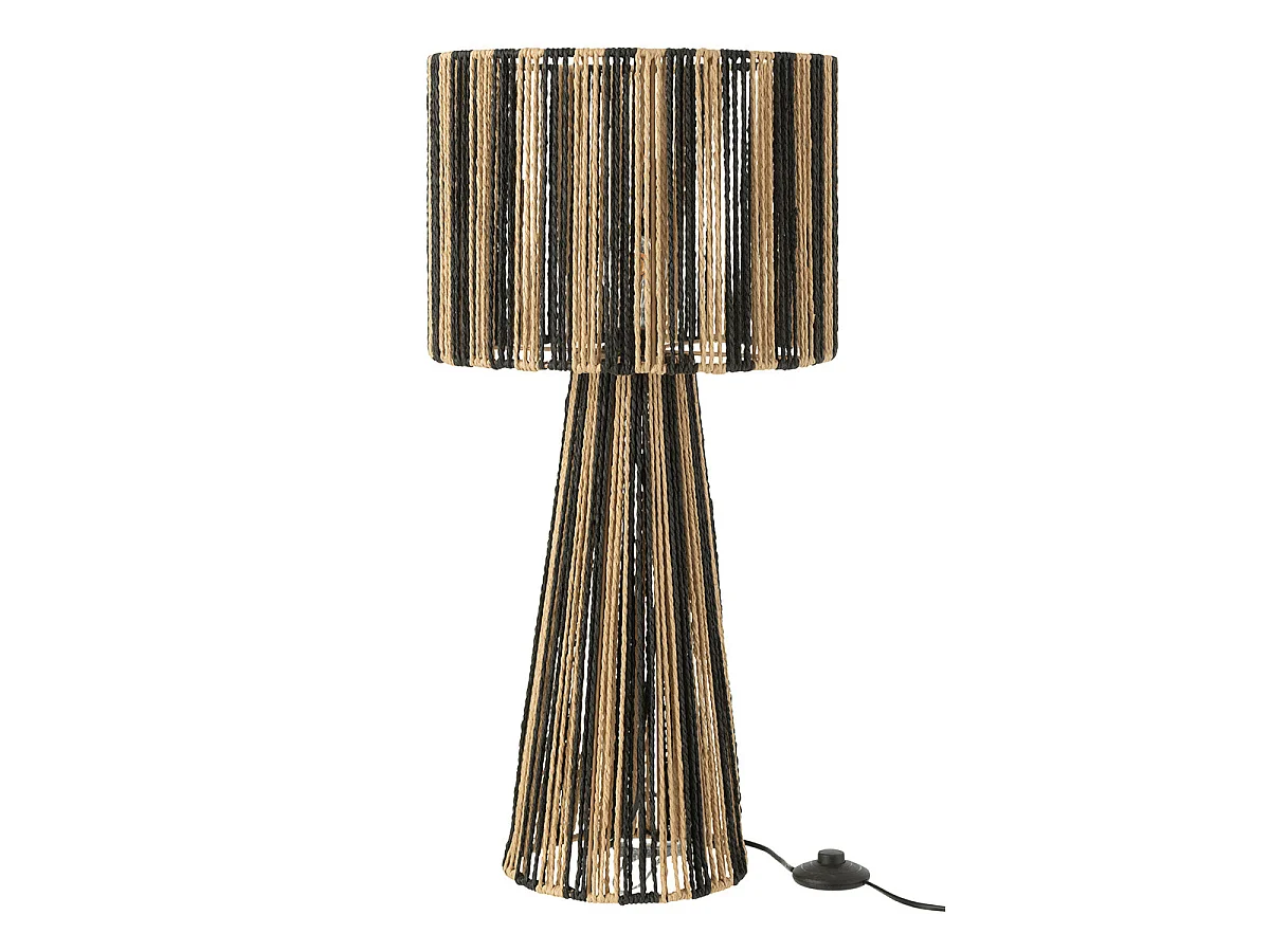 Lampe à Poser Rayures "Cordes" 69cm Naturel & Noir