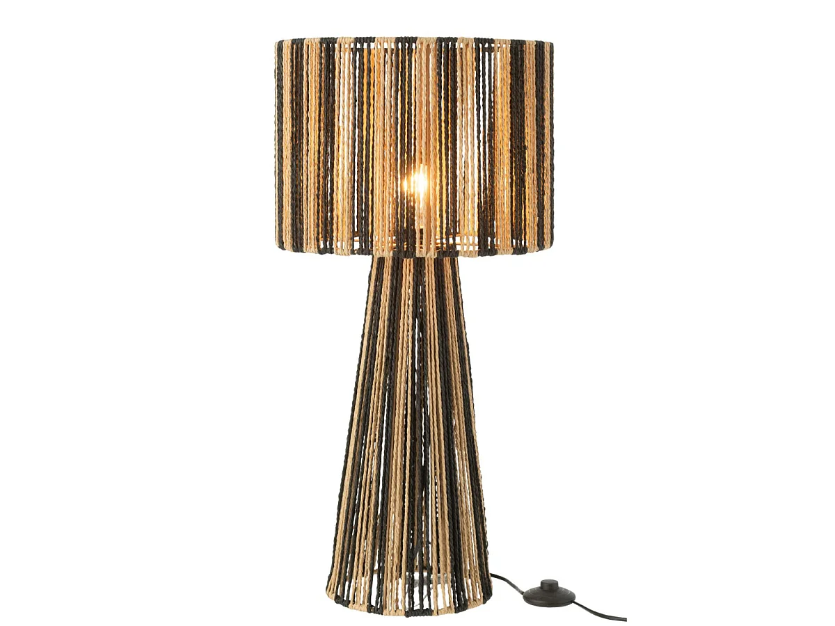 Lampe à Poser Rayures "Cordes" 69cm Naturel & Noir