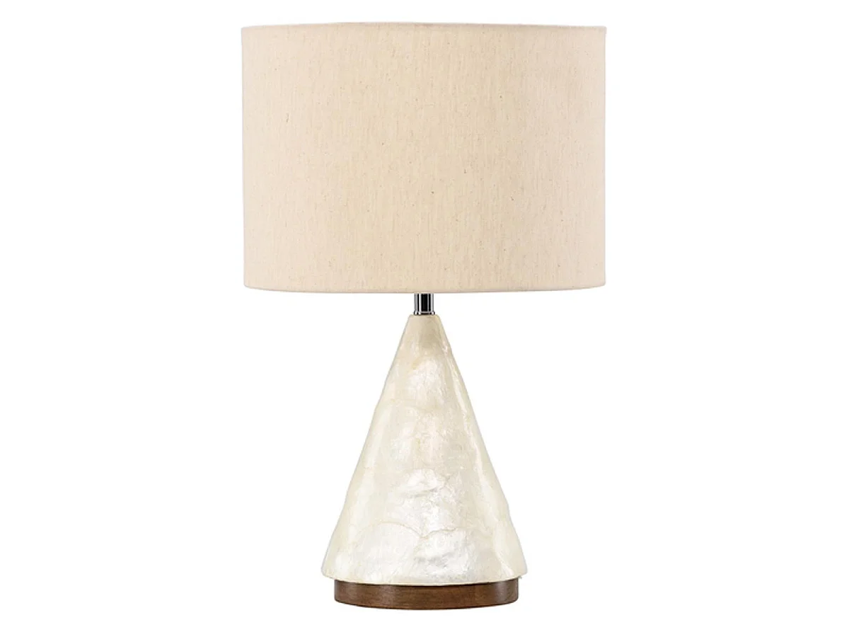 Lampe à Poser en Capiz "Donso" 56cm Gris Clair