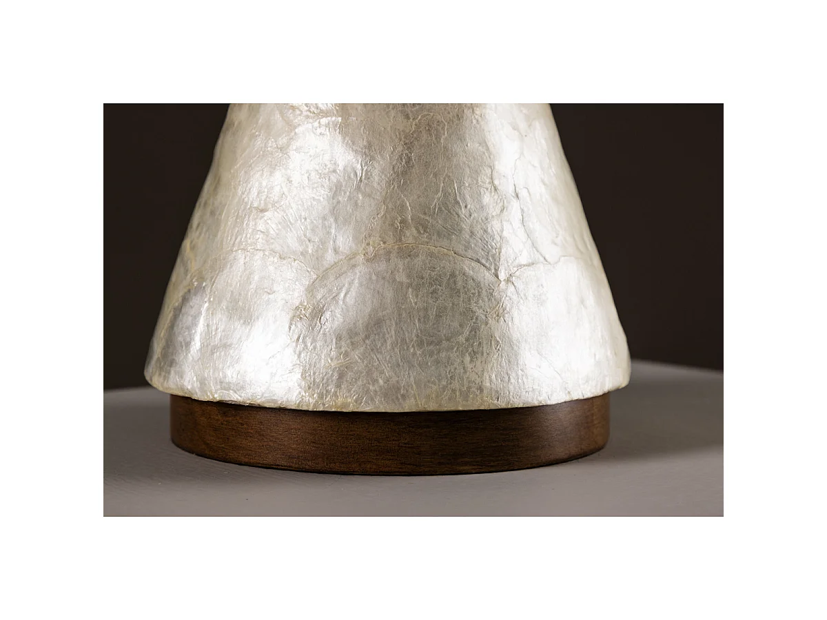 Lampe à Poser en Capiz "Donso" 56cm Gris Clair