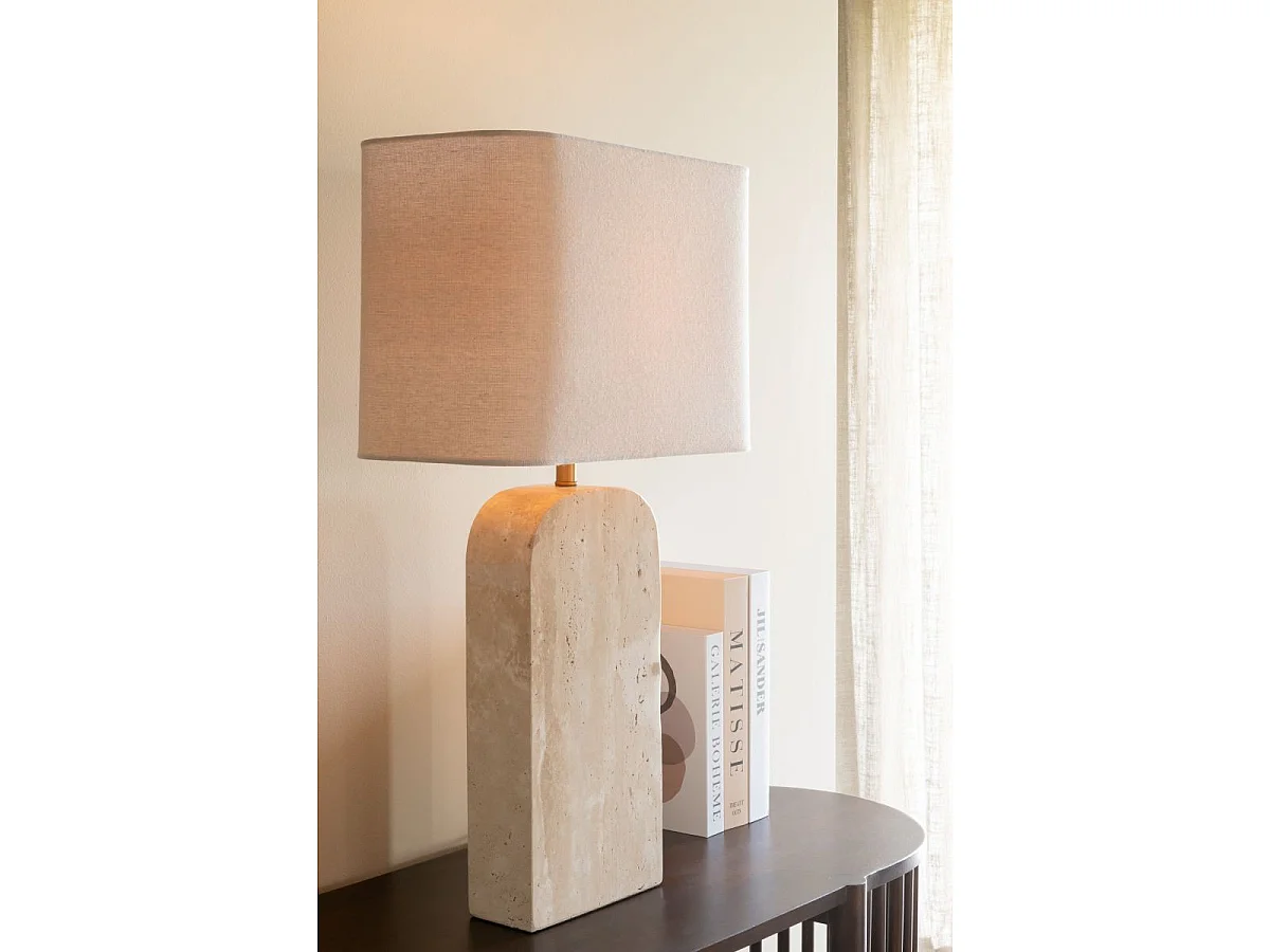 Lampe à Poser en Pierre "Travertin" 71cm Beige