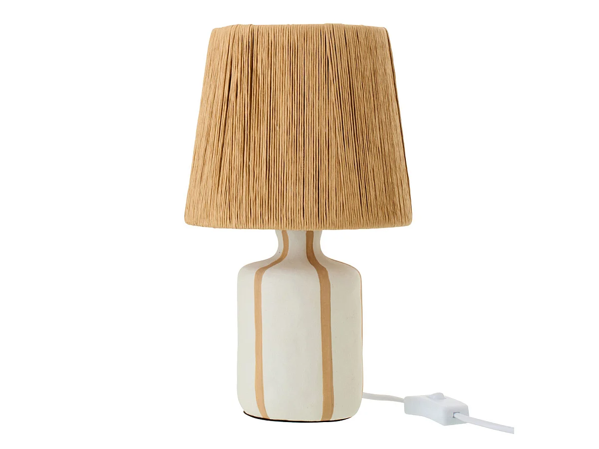Lampe à Poser à Rayures "Irvin" 34cm Naturel & Blanc