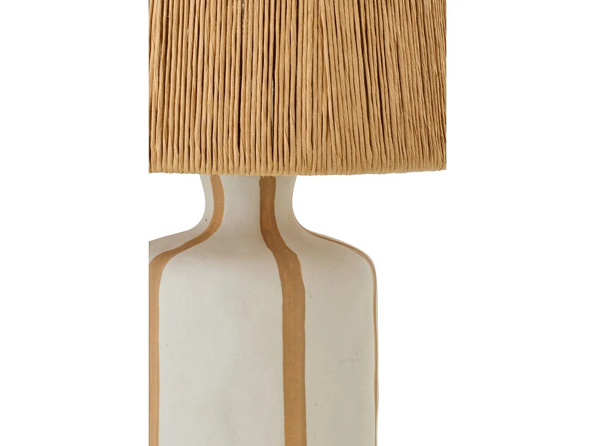 Lampe à Poser à Rayures "Irvin" 34cm Naturel & Blanc