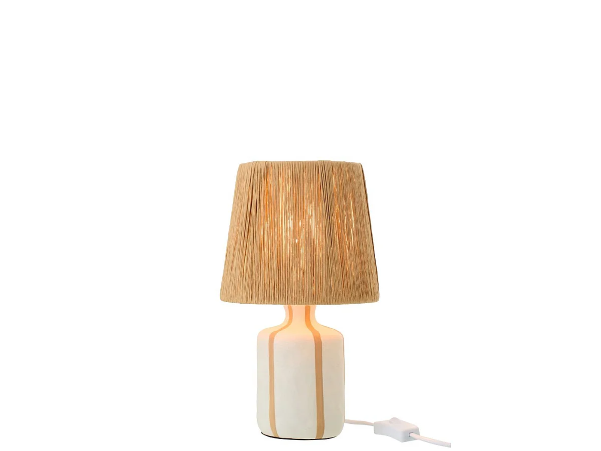 Lampe à Poser à Rayures "Irvin" 34cm Naturel & Blanc