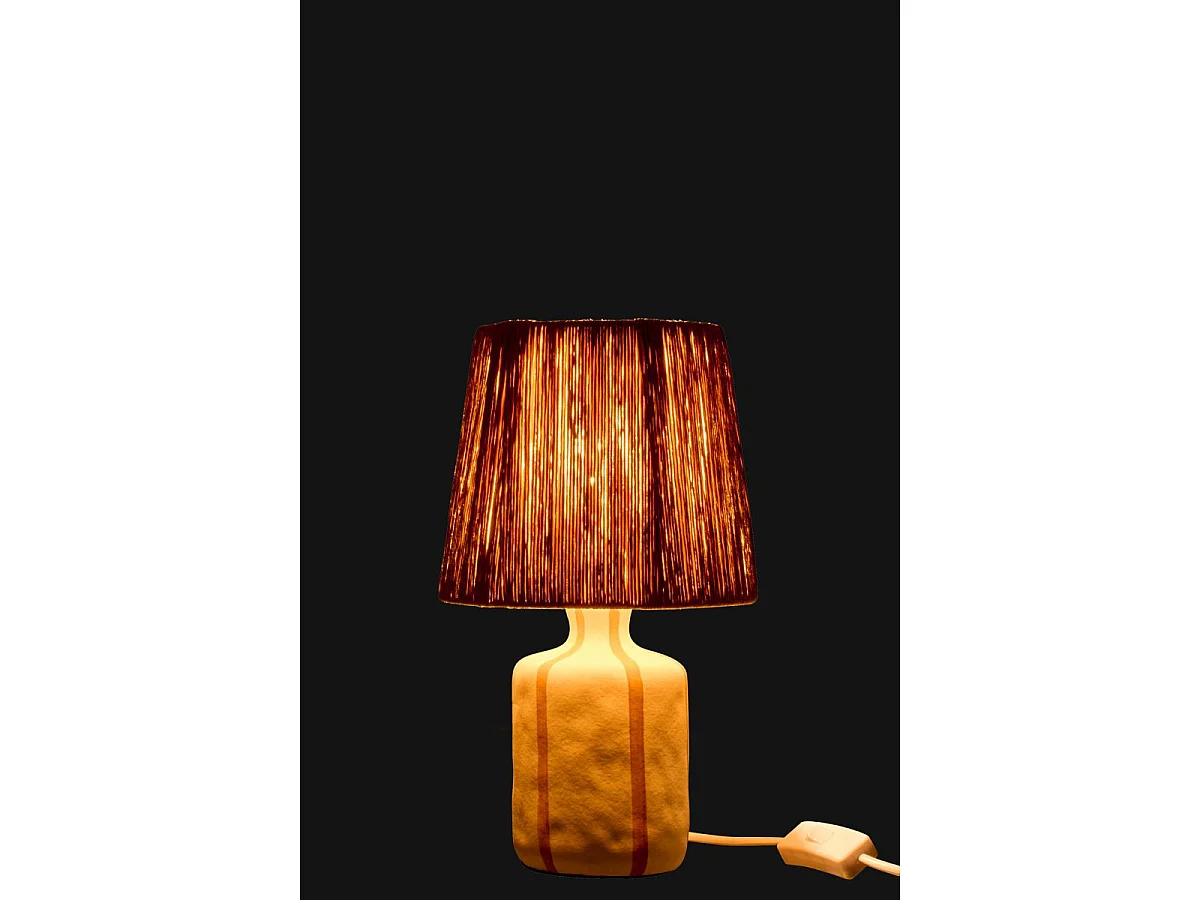 Lampe à Poser à Rayures "Irvin" 34cm Naturel & Blanc