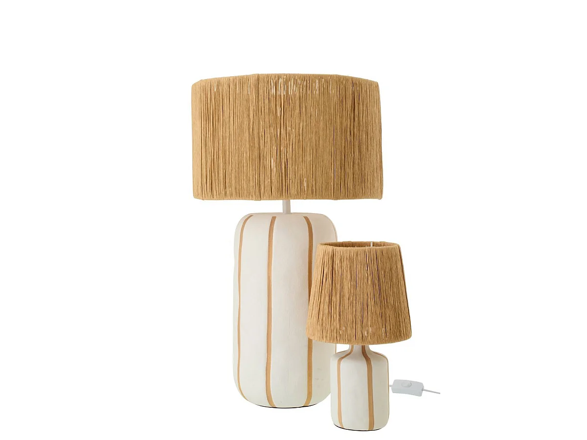 Lampe à Poser à Rayures "Irvin" 34cm Naturel & Blanc