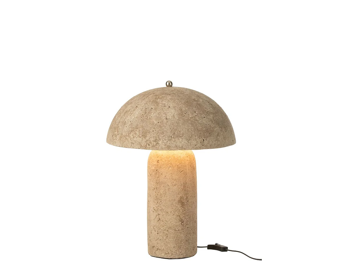 Lampe à Poser en Papier Mâché "Champignon" 50cm Beige