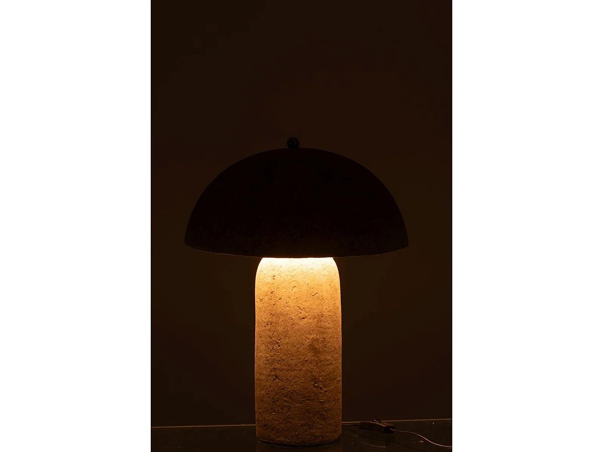 Lampe à Poser en Papier Mâché "Champignon" 50cm Beige