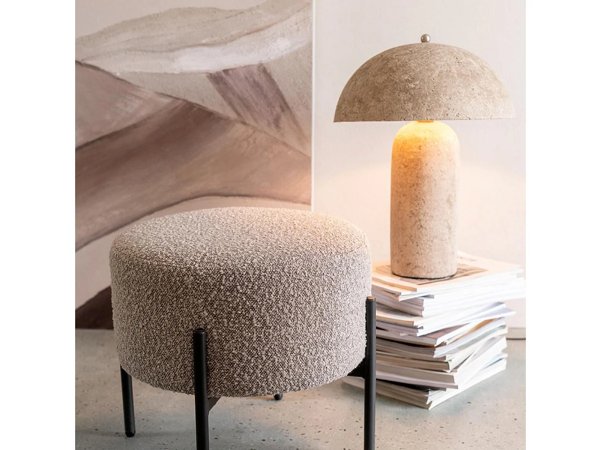 Lampe à Poser en Papier Mâché "Champignon" 50cm Beige