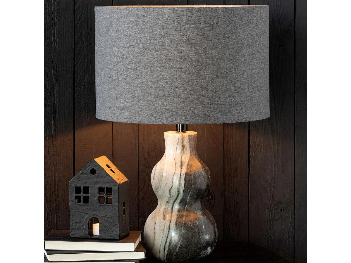 Lampe à Poser en Marbre "Courchevel" 40cm Gris Clair