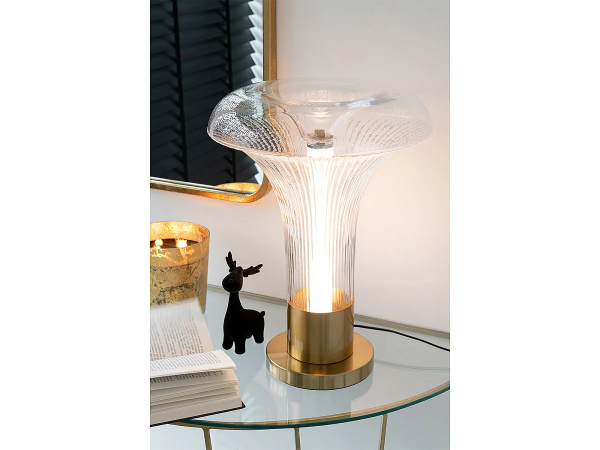 Lampe à Poser en Verre "Vito" 55cm Transparent & Or