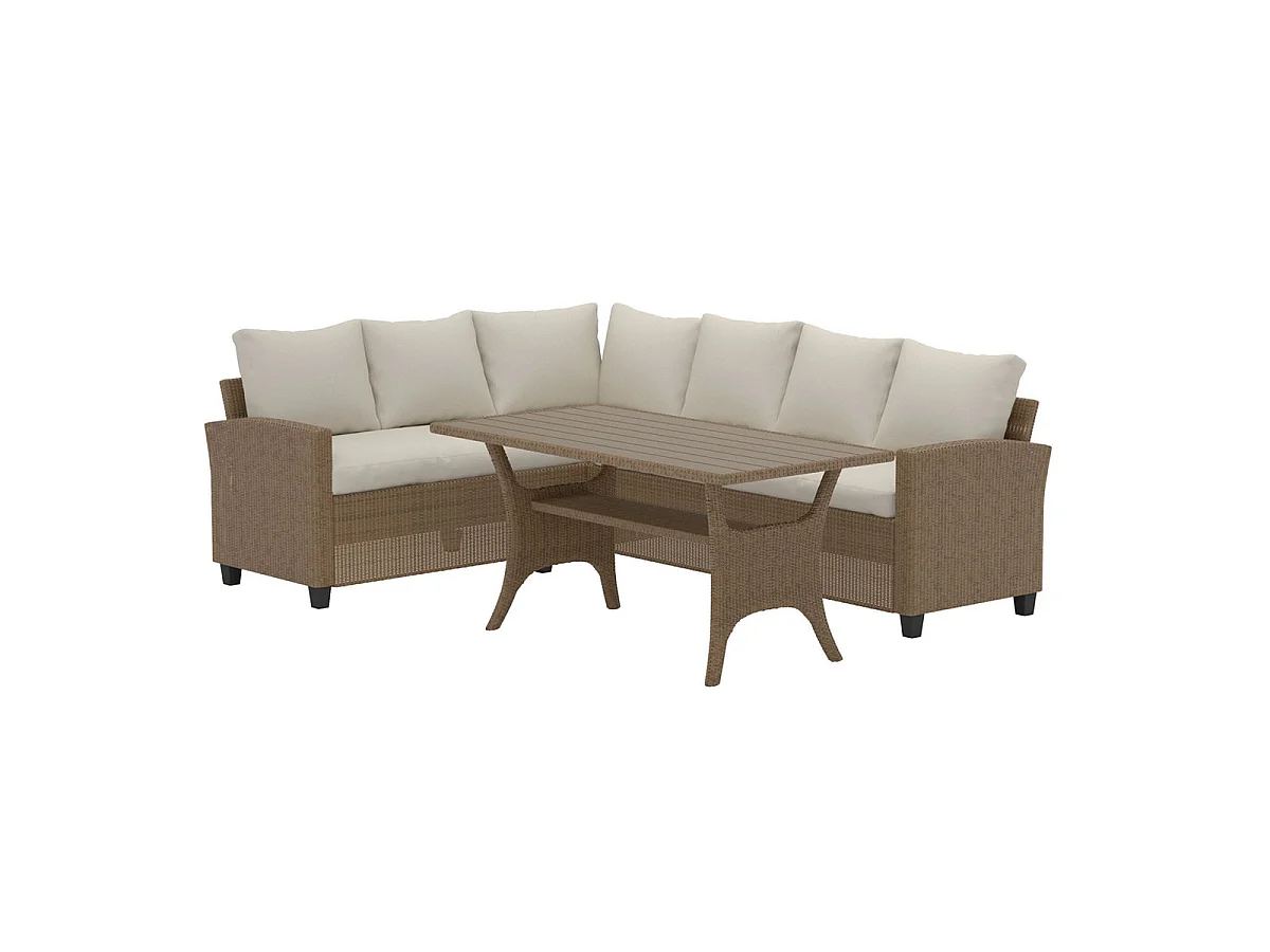 Brentwood Hoekbank Set 6 Plaatsen 240cm Beige Tuin Dining Set