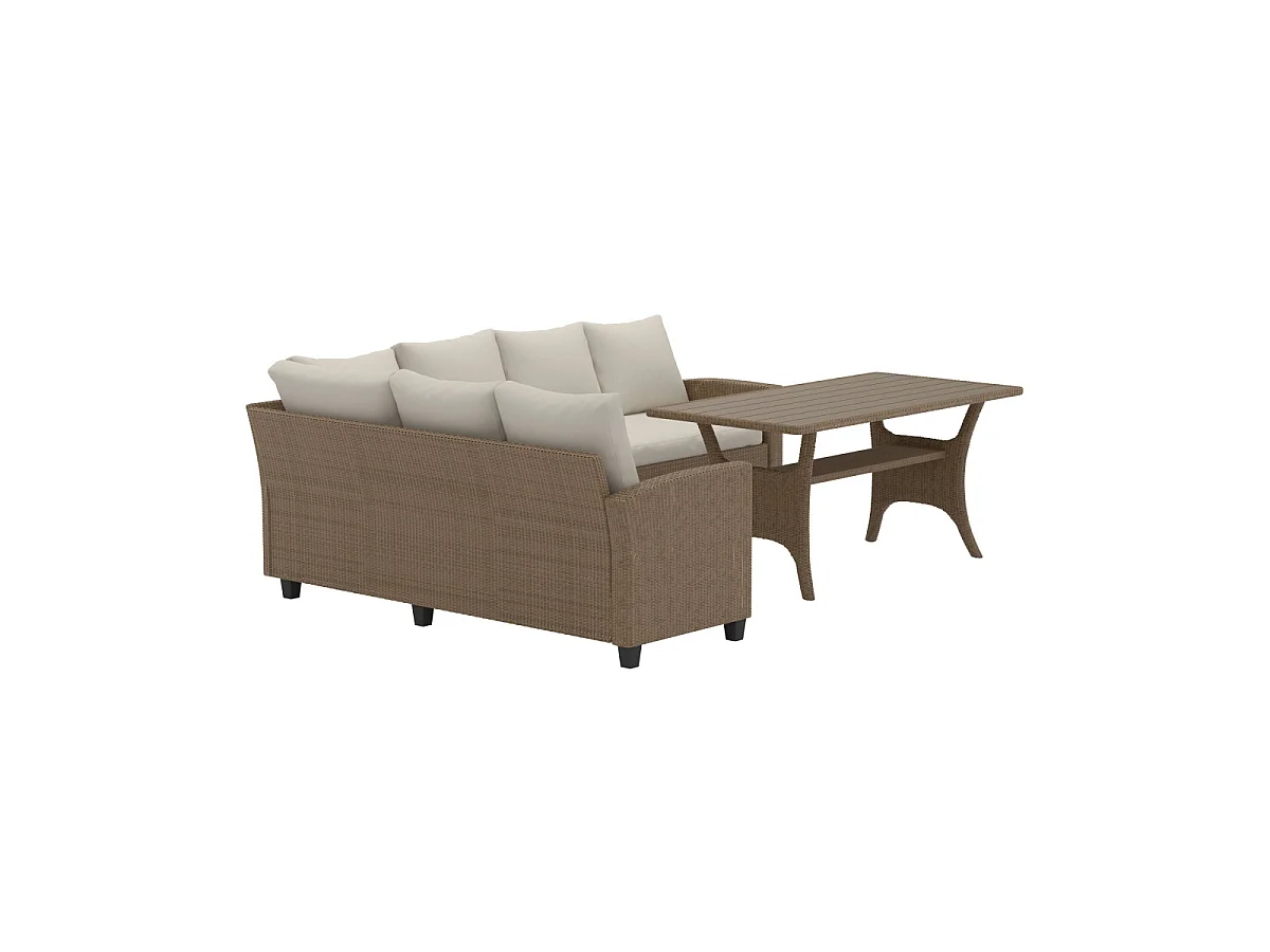 Brentwood Hoekbank Set 6 Plaatsen 240cm Beige Tuin Dining Set