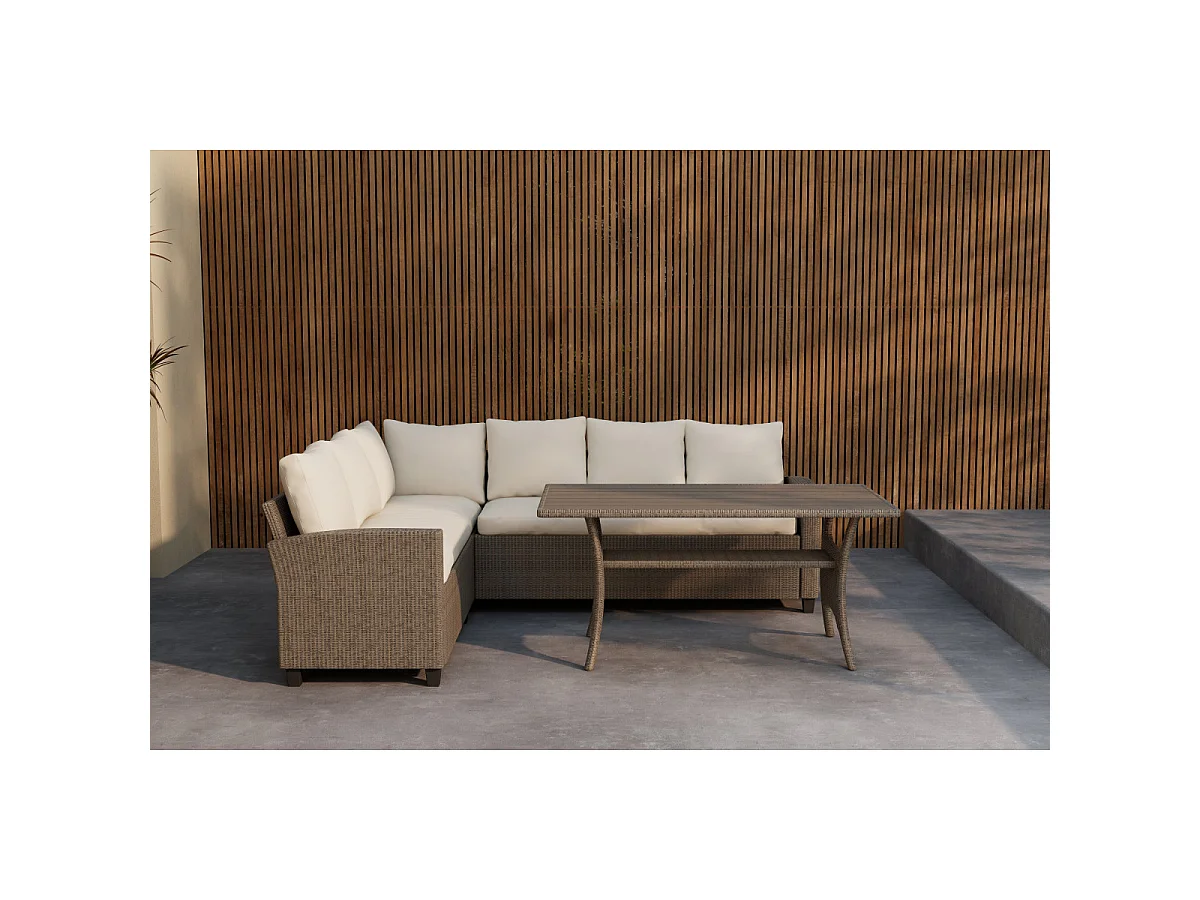 Brentwood Hoekbank Set 6 Plaatsen 240cm Beige Tuin Dining Set