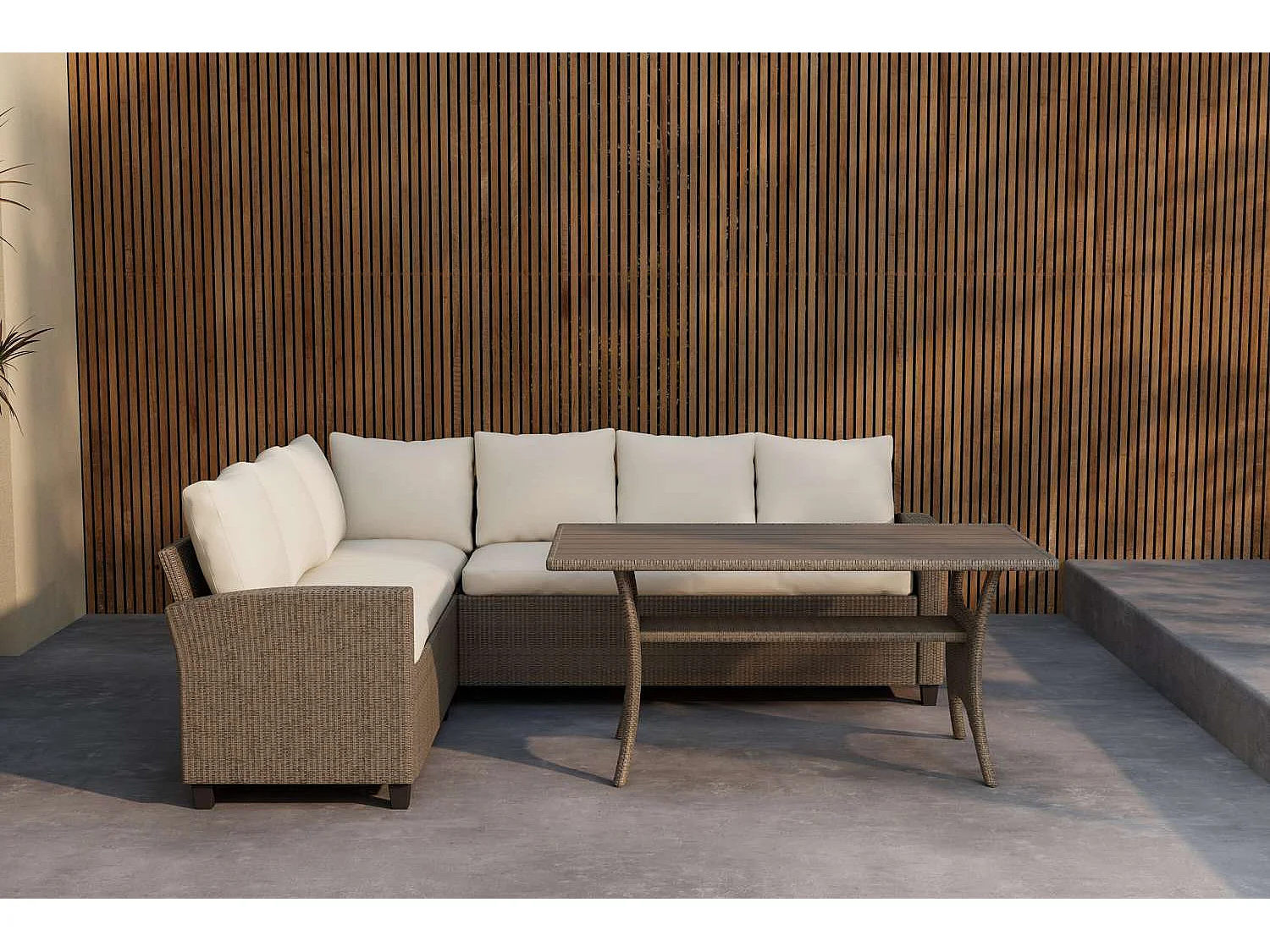 Brentwood Hoekbank Set 6 Plaatsen 240cm Beige Tuin Dining Set