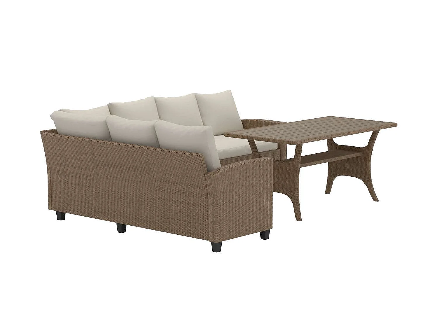 Brentwood Hoekbank Set 6 Plaatsen 240cm Beige Tuin Dining Set