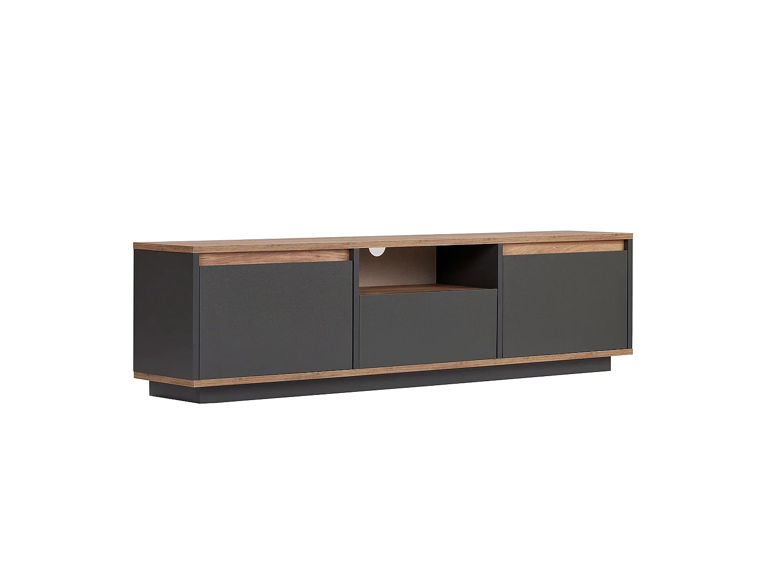 "Sentinel" Trä-TV-bänk - Kolgrå - 160 x 30 x 42 cm - Modern Design med Generöst Förvaringsutrymme