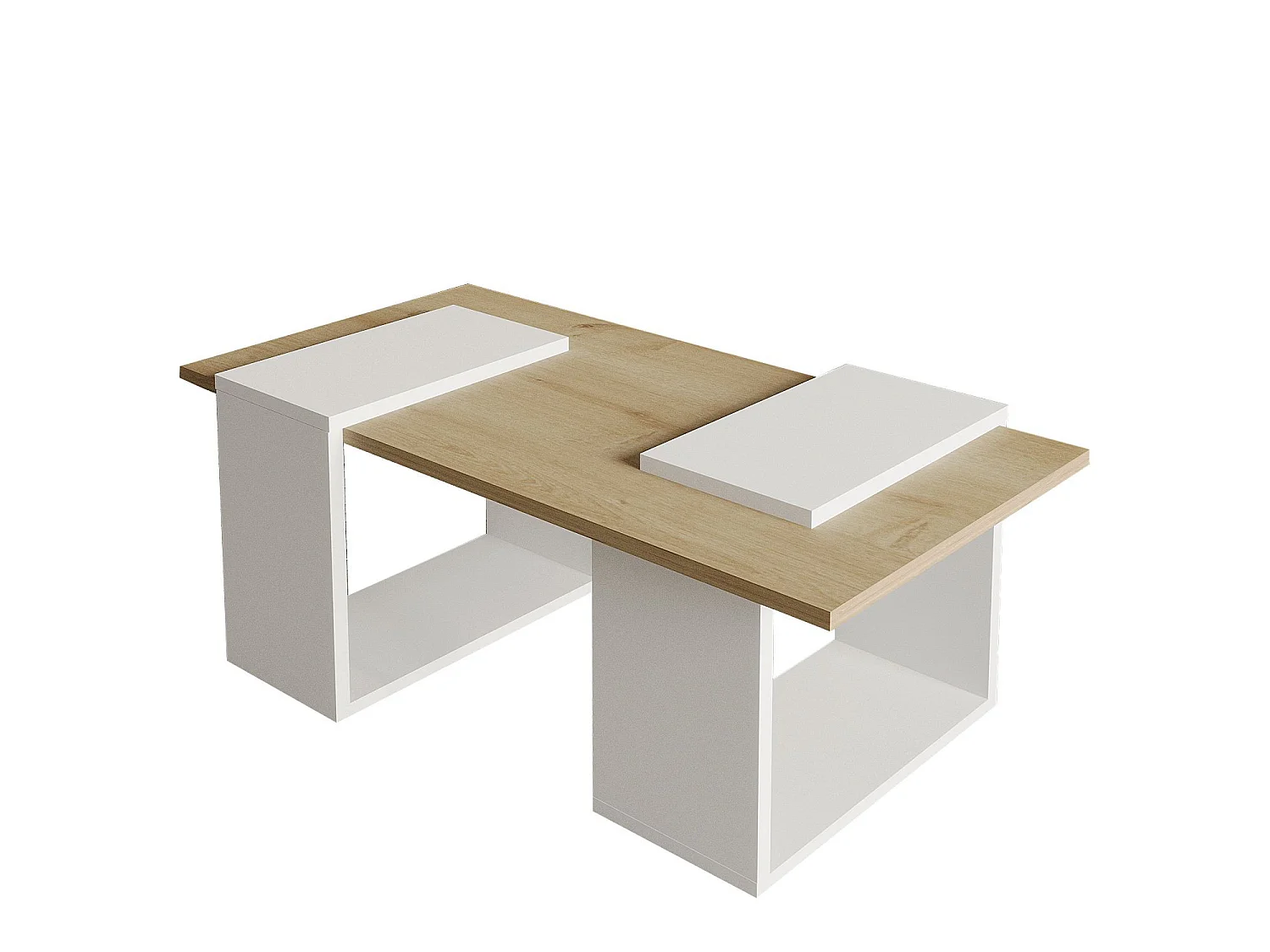 Elegant "Matris" Trä Kaffebord - Vit/Beige - 90 x 46 x 37 cm