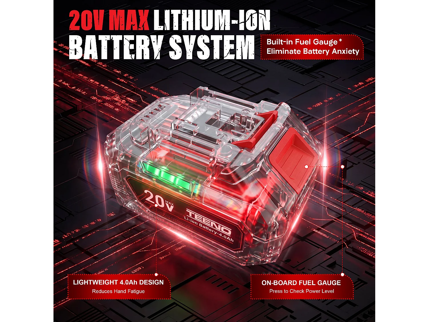 Outil Multifonction Oscillant 20V, 1*4.0A Batterie, Brushless Outil Multifonction Sans Fil avec 6