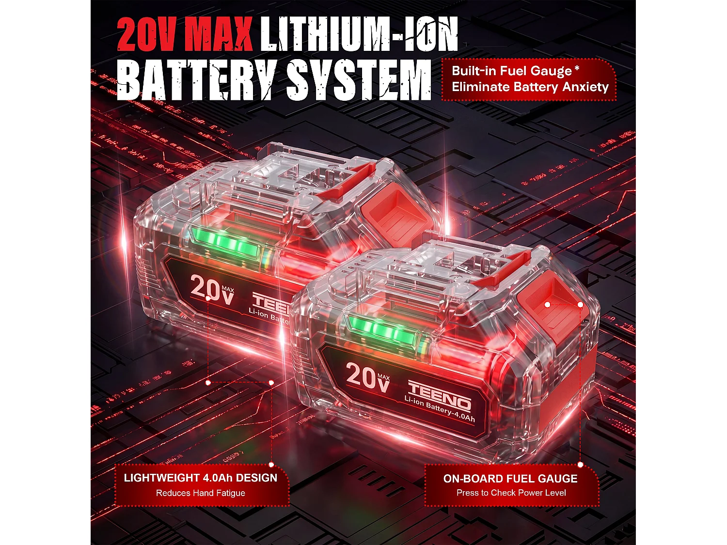 Outil Multifonction Oscillant 20V, 2*4.0A Batteries, Brushless Outil Multifonction Sans Fil avec 6