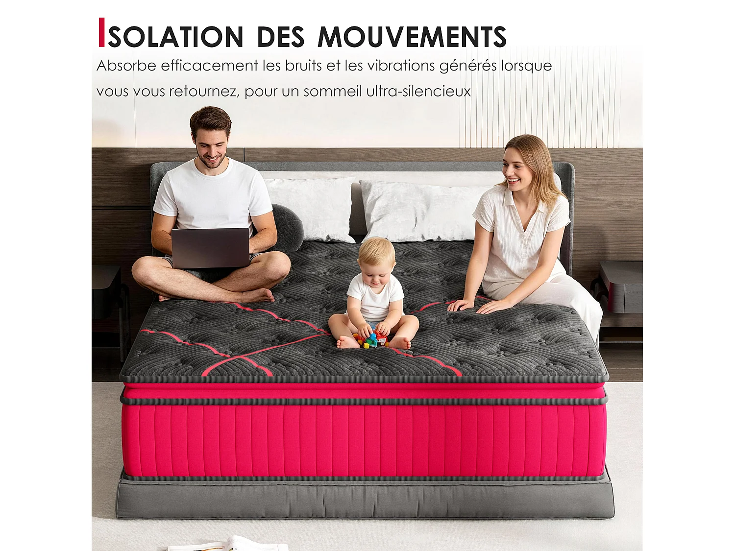 Matelas Ressorts 140x190 cm, 30 cm Épaisseur