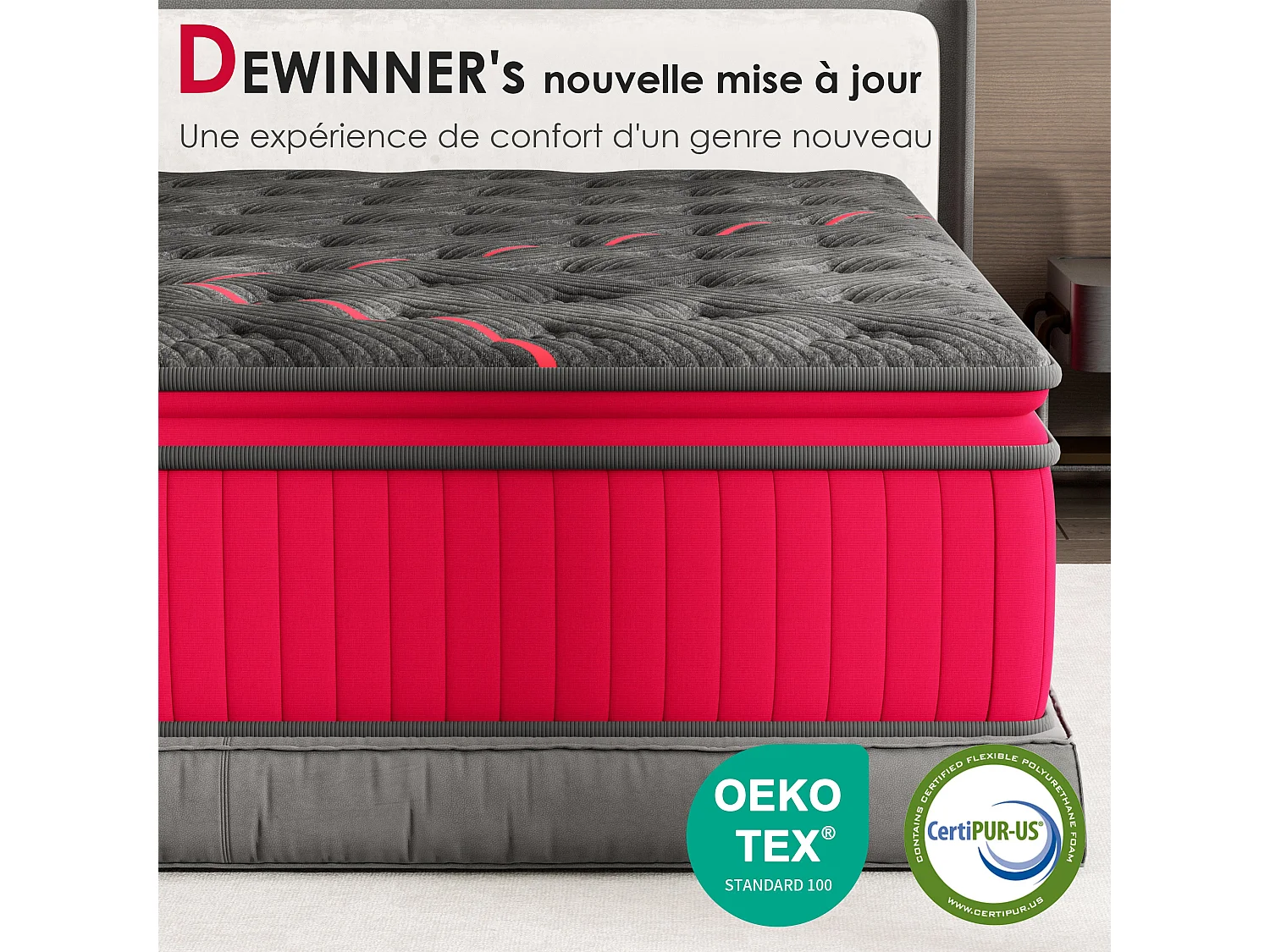 Matelas Ressorts 140x190 cm, 30 cm Épaisseur