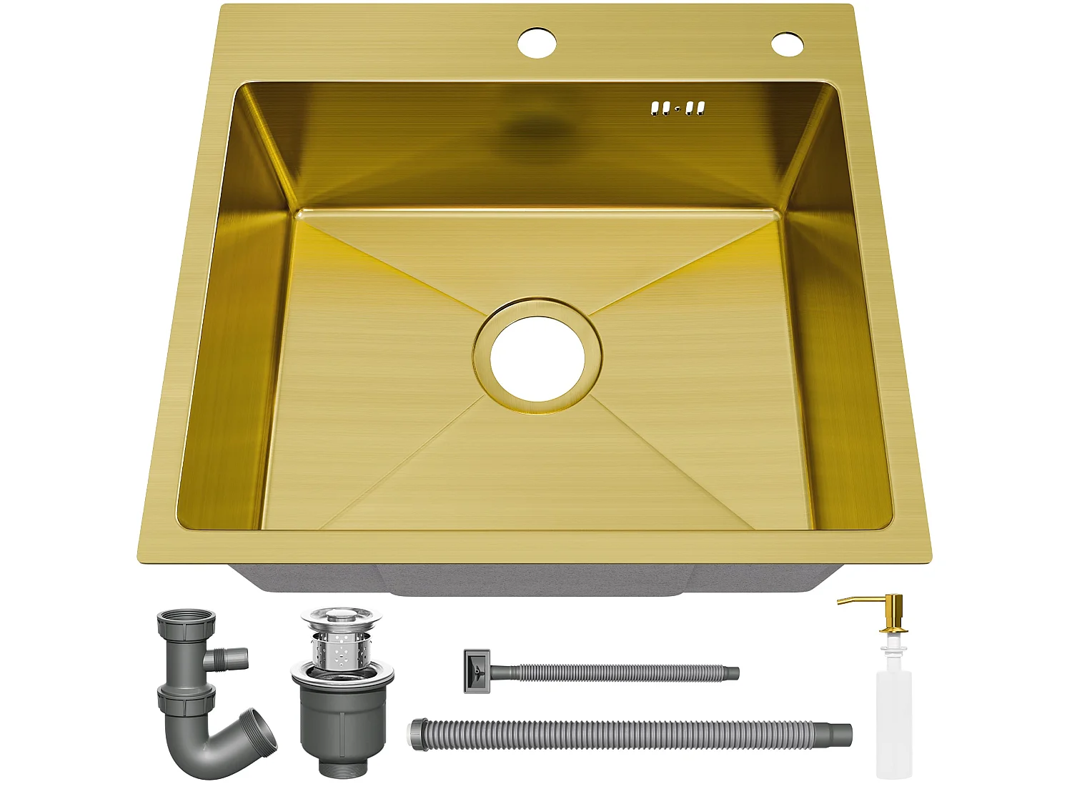 Roestvrijstalen gootsteen 1 kom 50x45x26 cm goudkleurig - moderne inbouwspoelbak, eenvoudig schoon