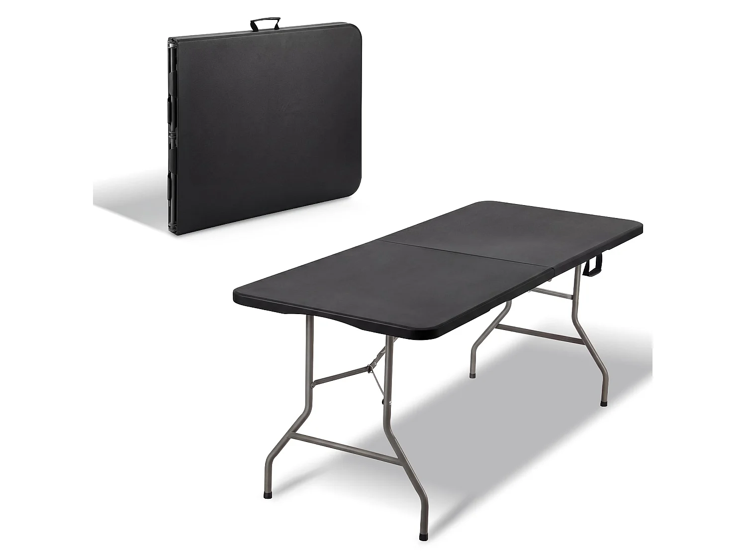 Table pliante 180 x 74 x 74 cm, 6 ou 8 places, table pliante d'extérieur avec verrou de sécurité,