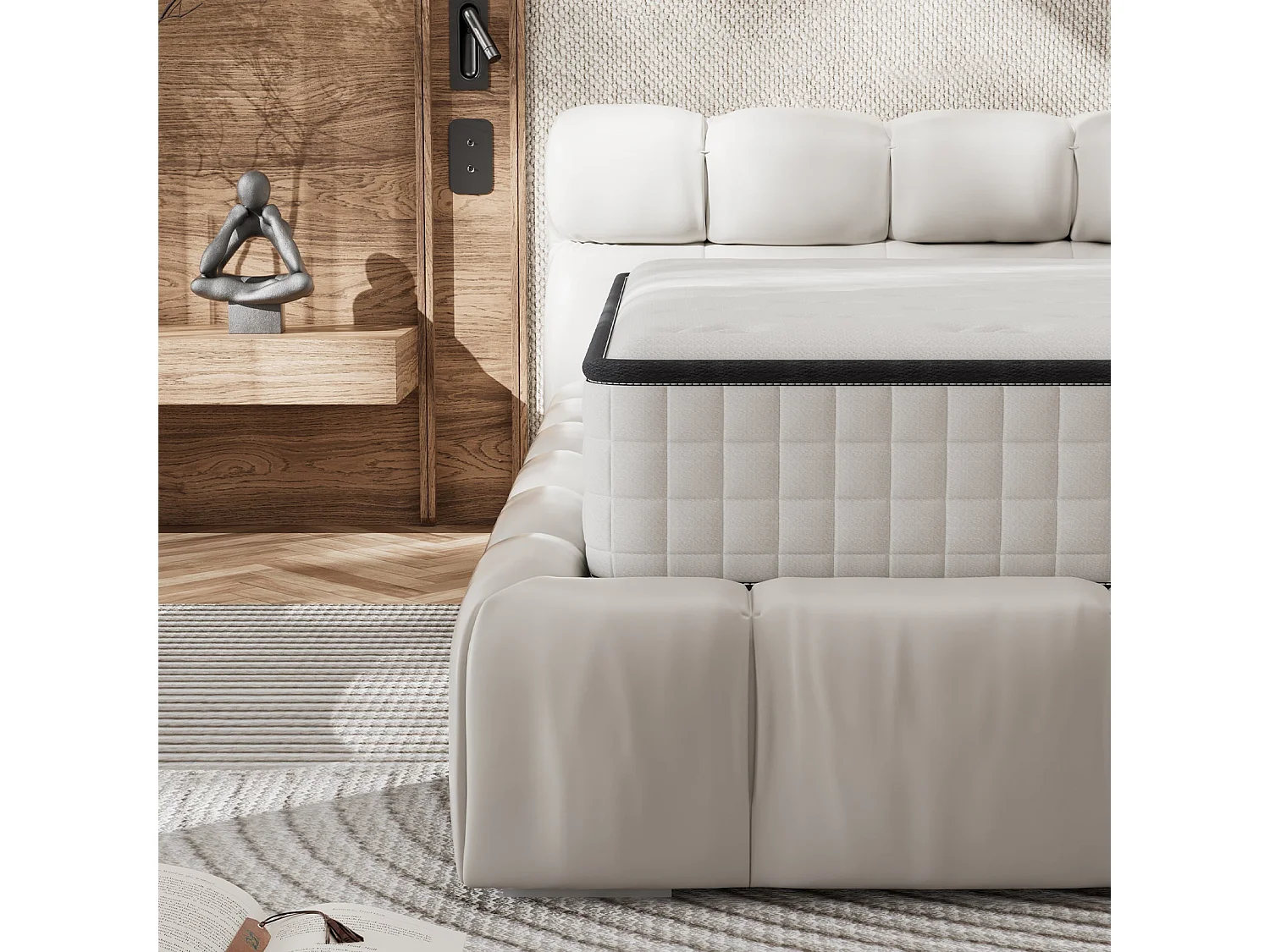 Matelas 140x200cm épaisseur 22cm, Couette, Parure de lit housse couette, Ensemble literie complet,