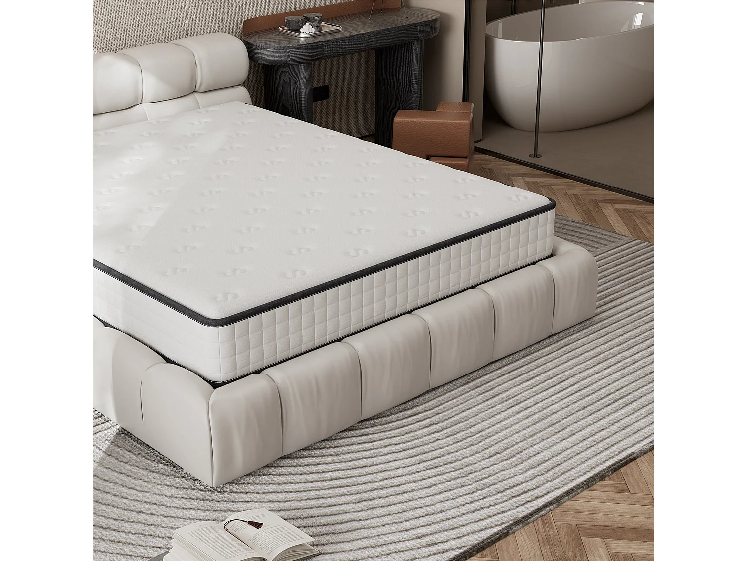 Matelas 140x200cm épaisseur 22cm, Couette, Parure de lit housse couette, Ensemble literie complet,