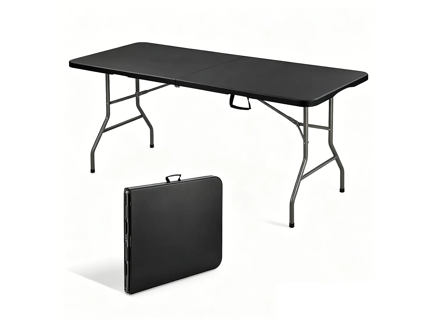 Table pliante 180 x 74 x 74 cm, 6 ou 8 places, table pliante d'extérieur avec verrou de sécurité,