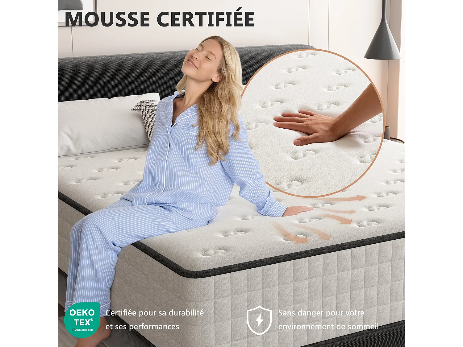 Matelas 140x200 cm,Épaisseur 25cm,Haute Densité Fermeté Moyenne,Réversible à Deux Faces