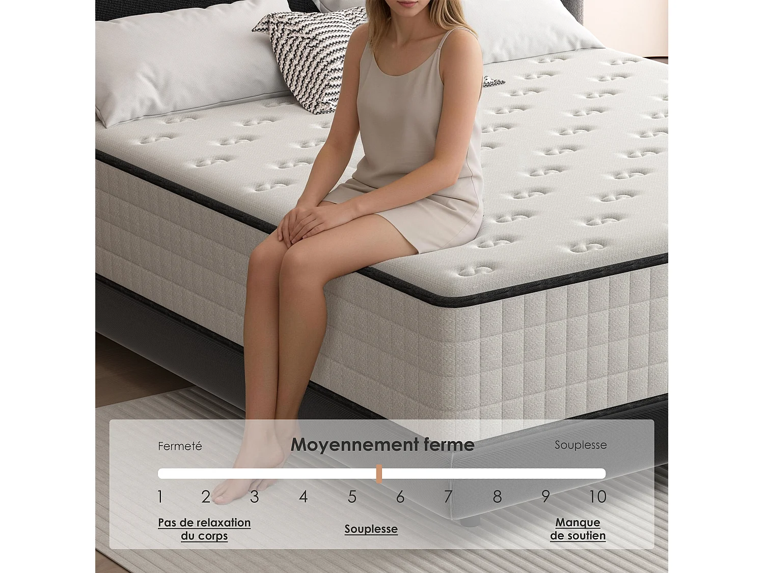 Matelas 140x200 cm,Épaisseur 25cm,Haute Densité Fermeté Moyenne,Réversible à Deux Faces