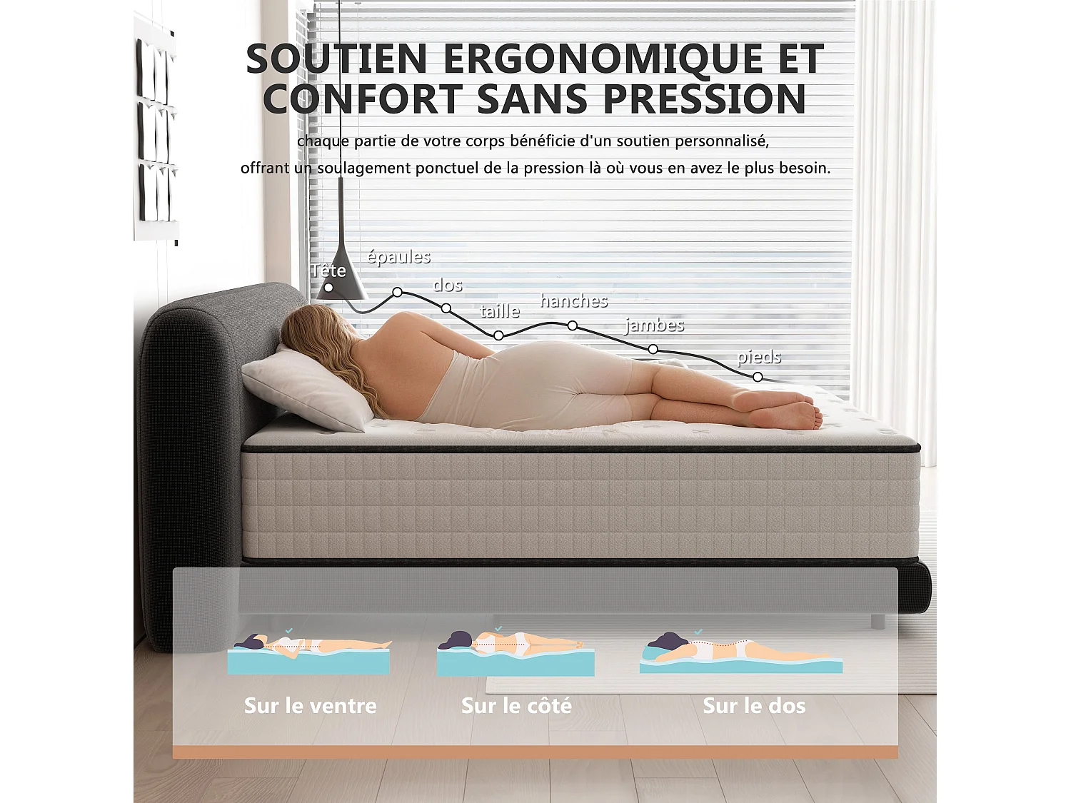 Matelas 140x200 cm,Épaisseur 25cm,Haute Densité Fermeté Moyenne,Réversible à Deux Faces