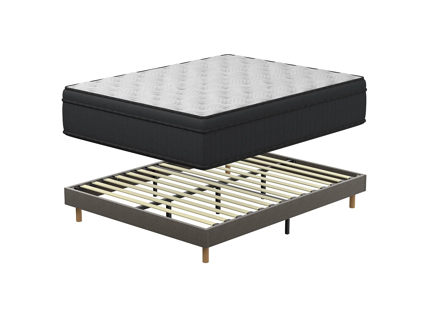 Ensemble matelas + sommier 160x200 cm, Mousse à mémoire de forme,épaisseur du matelas 25cm