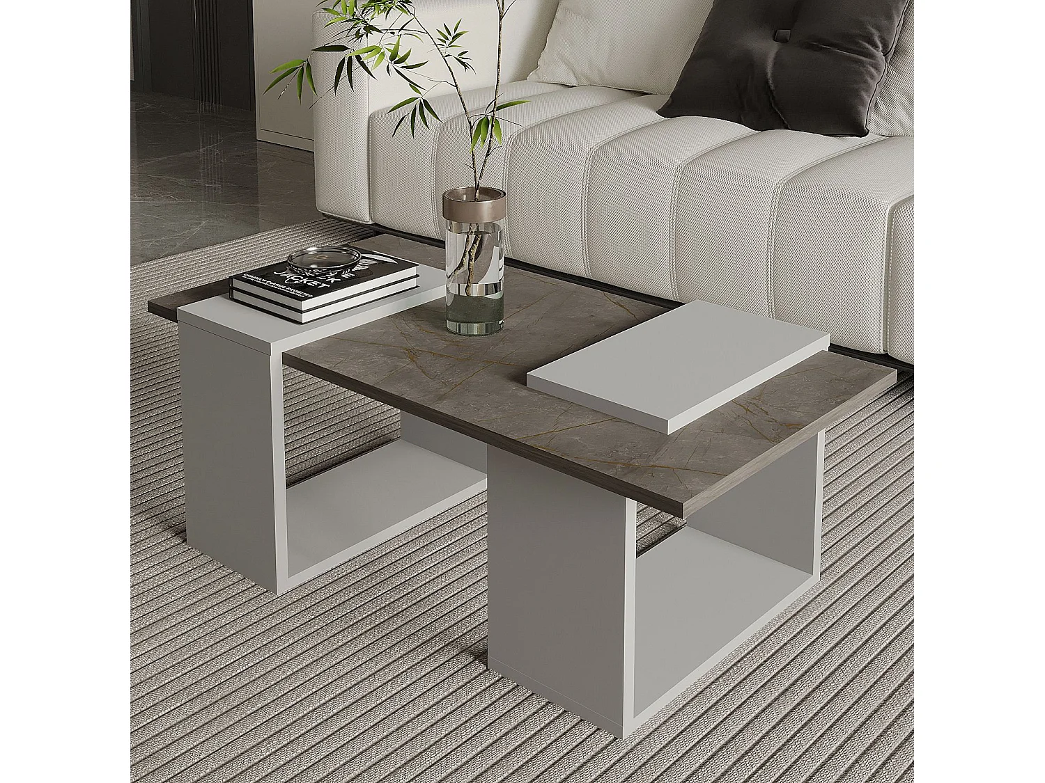 "Matris" Grått Trä Kaffebord - Elegant 90 x 46 x 37 cm Modernt Design