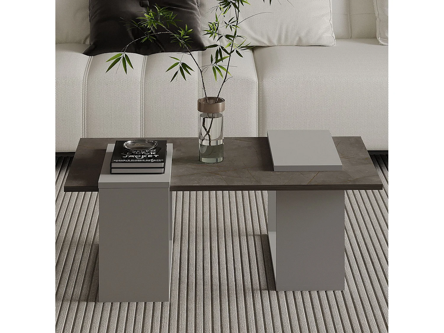 "Matris" Grått Trä Kaffebord - Elegant 90 x 46 x 37 cm Modernt Design