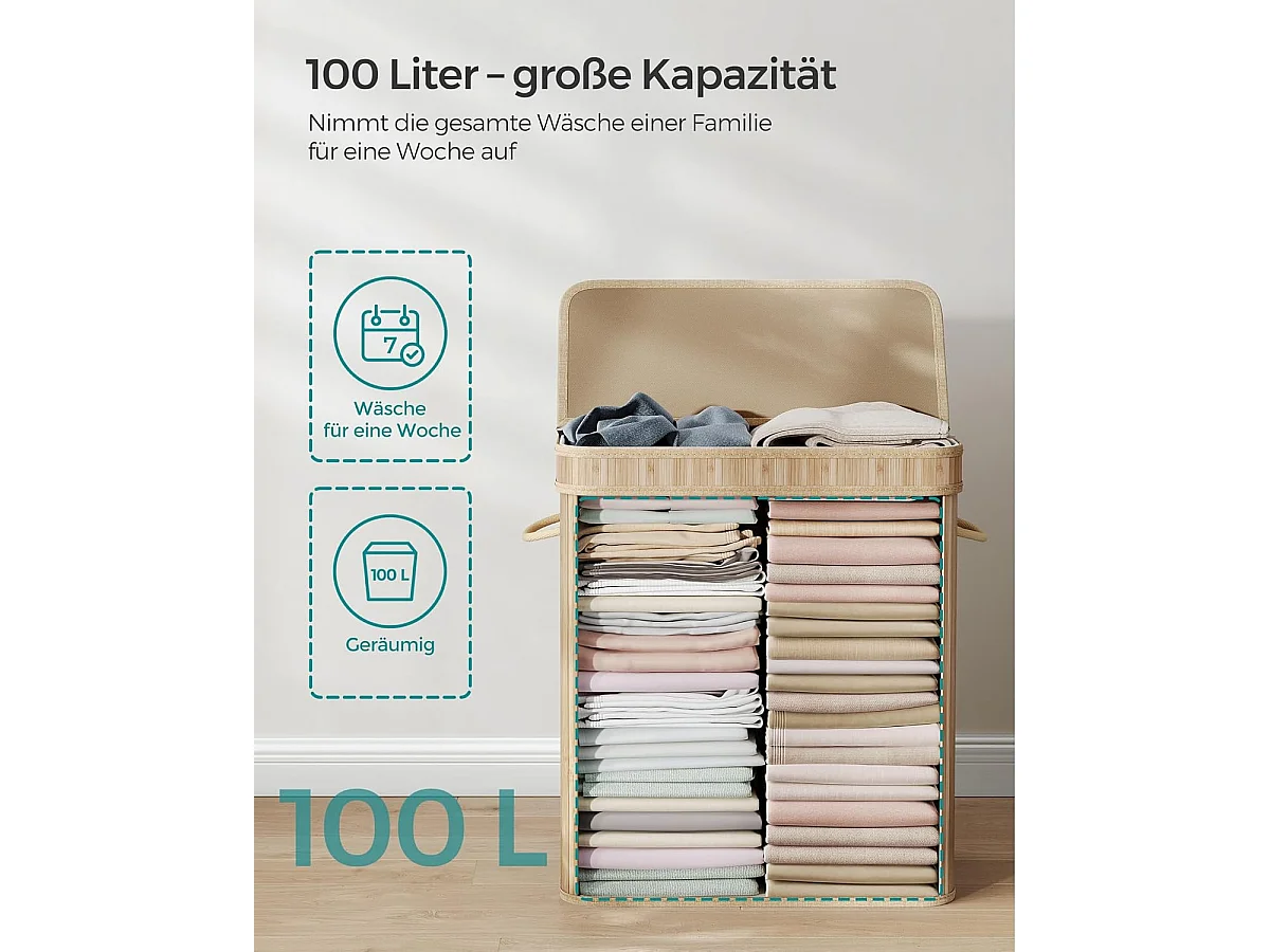 Wäschekorb 54,5x34,5x61 cm beige