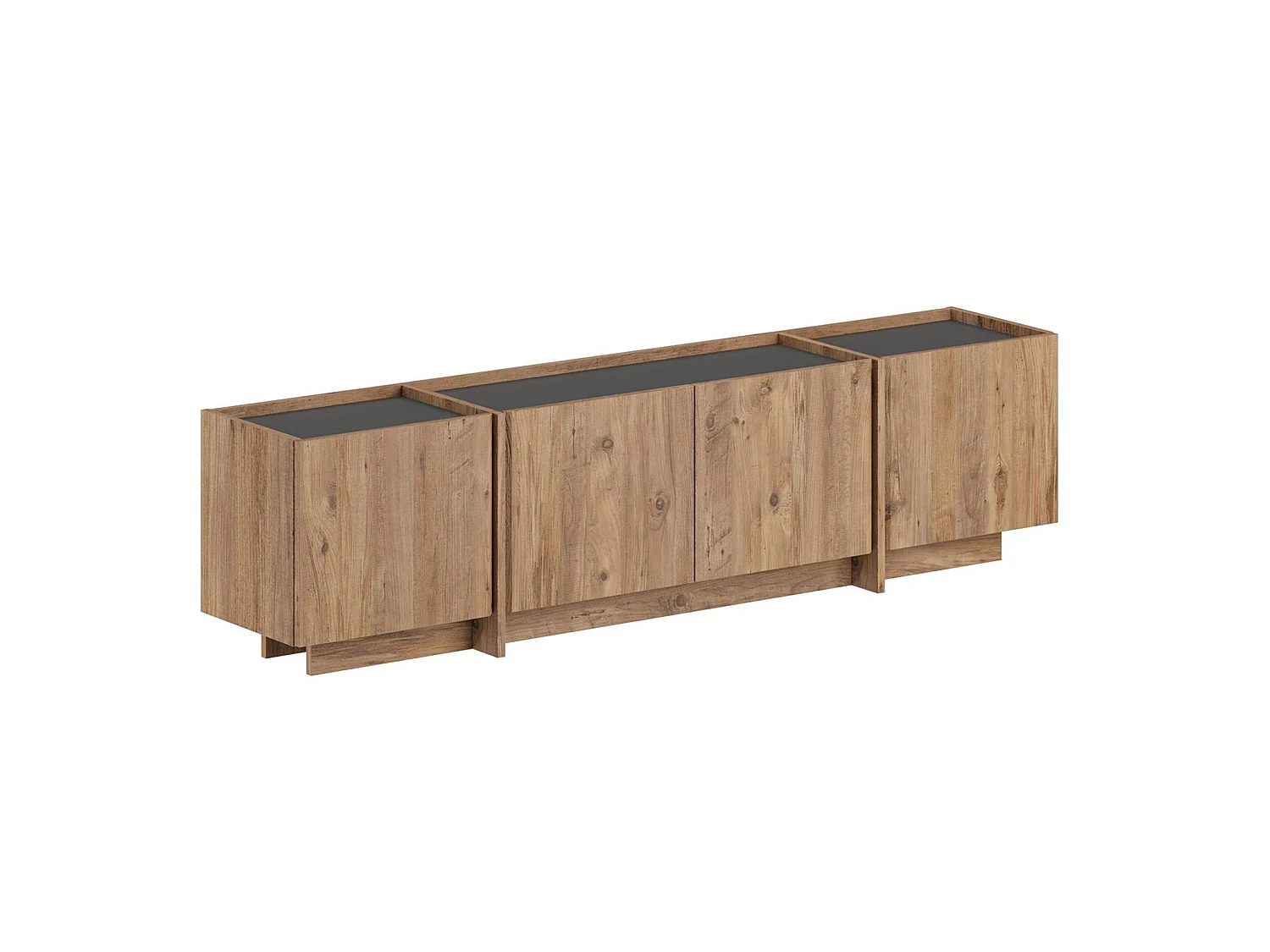Modern TV-bänk "Lowen" - Pin Atlantique / Antracit - 180 x 35 x 46 cm