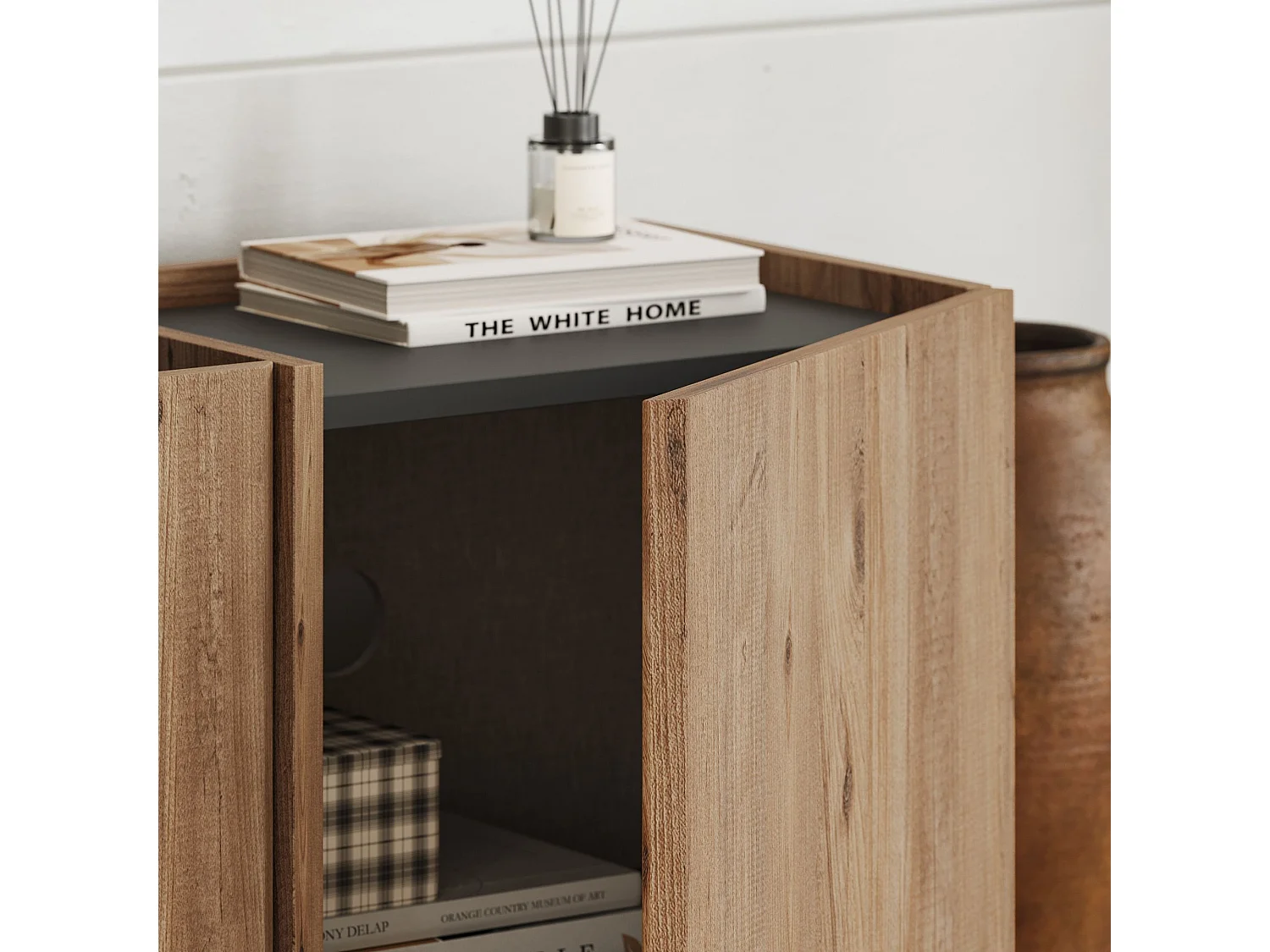 Modern TV-bänk "Lowen" - Pin Atlantique / Antracit - 180 x 35 x 46 cm